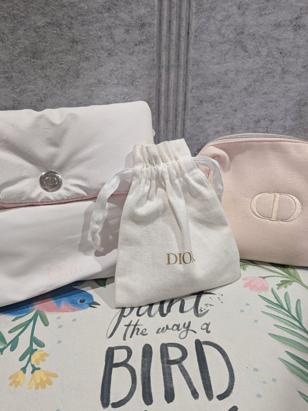 CHRISTIAN DIOR BEAUTY 3-PIECE COSMETIC BAG & POUCH BUNDLE